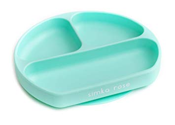 Divided Suction Plates for Toddlers - BPA Free Silicone - Baby No Slip Grip Dish - Dishwasher and Microwave Safe - Modern Colors (Mint)
