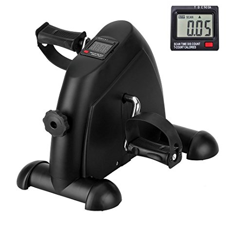 Mini Exercise Bike Pedal Exerciser Arm and Leg Cycle Exercise Bike Adjustable Resistance with LCD Display