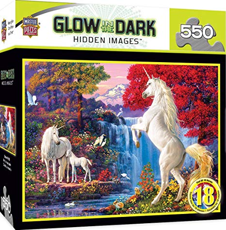 MasterPieces Hidden Images Glow in The Dark Dream World - Unicorns 550 Piece Jigsaw Puzzle by Steve Read