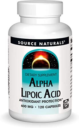 Source Naturals Alpha Lipoic Acid 600 mg Supports Healthy Sugar Metabolism, Liver Function & Energy Generation - 120 Capsules