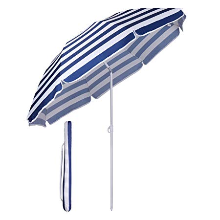 Sekey® Ø 5.2ft / 1.6m Garden Parasol Umbrella Outdoor Sun Shade for Beach/Pool/Patio Umbrellas blue white stripes Round Sunscreen UV20