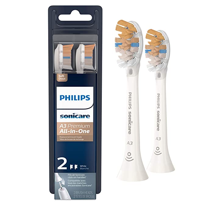 Philips Sonicare A3 Premium All-in-One Toothbrush Head, HX9092/65, 2-Pack, White