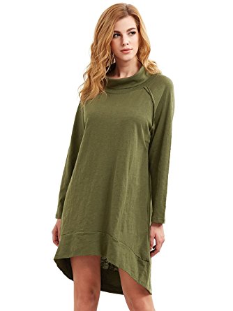 Milumia Women's Long Sleeve Pocket Casual Loose T-Shirt Dress