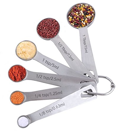 Vicloon Stainless Steel Measuring Spoon Set of 6,With Measuring Rulers for Measuring Dry Liquid Ingredients