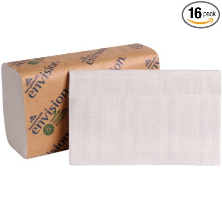 Georgia-Pacific Envision 20904 White Singlefold Paper Towel, 10.25" Length x 9.25" Width (Case of 16 Packs, 250 Towels per Pack)