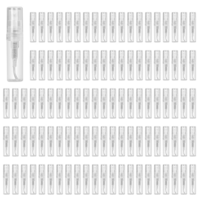 Mini Plastic Spray Bottle,Woaiwo-q 3 ml Empty Mist Portable Cute Perfume Atomizer for Cleaning, Travel, Perfume (100Pack)