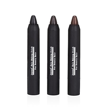 Professional Hair Chalk Pens Temporary Hair Dye Non-toxic Hair Color Crayon Cover White Hair Color Patch (3packs-black-dark Brown-coffee)
