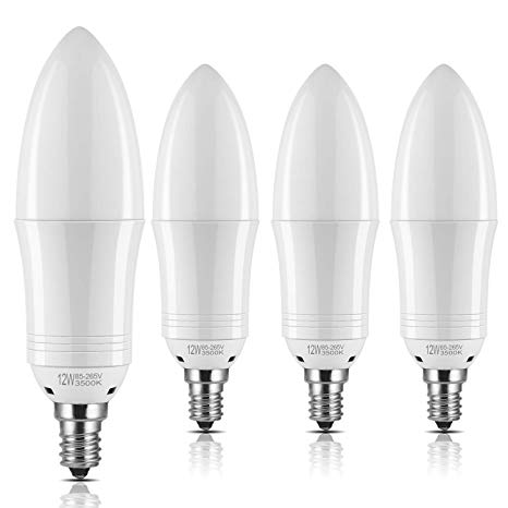 Yiizon E12 LED Candle Light Bulbs 12W 1200LM 100W Incandescent Bulbs Equivalent 3500K Warm White Candelabra Bulb Non-Dimmable Small Edison Screw Candle Bulbs(Pack of 4)