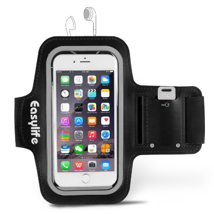 Sport Armband- Easylife® Waterproof Sport Gym Running Armband Strap belt Case bag for iPhone 6 6s Plus (5.5-Inch), Galaxy S6/S6 edge, S7/S7 edge, Note 4 Built-in Screen Protector   Key Holder