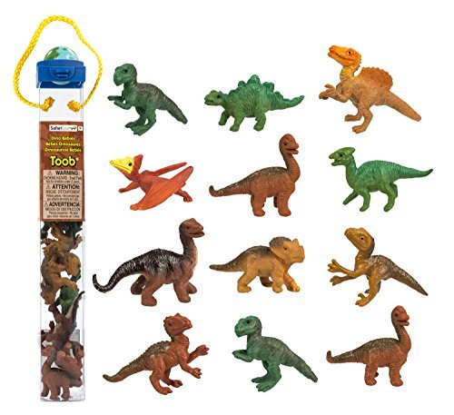 Safari Ltd Dino Babies TOOB with 10 Dinosaurs Including Baby Pertadon, Allosaurus, Apatosaurus, Triceratops, Brachiosaurus, Stegosaurus, Parasaurolophus, Velociraptor, T-Rex, and Spinosaurus