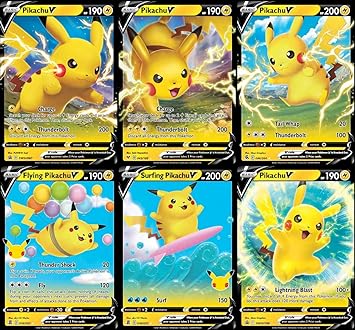 Pikachu Ultra Rare Card Lot - x6 Pokemon Card Set - Pikachu V - Flying Pikachu V - Surfing Pikachu V