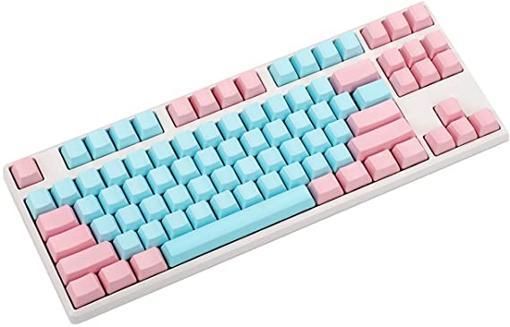 NPKC 61 87 104 Keys Miami Thick PBT OEM Profile Keycap for MX Switches GH60 Tenkeyless Mechanical Gaming Keyboard (Only Keycap) (87 Blank)