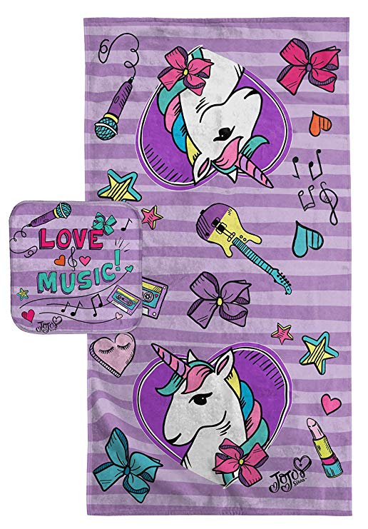 Jay Franco Nickelodeon JoJo Siwa Super Soft & Absorbent Kids 2 Piece Bath Towel & Washcloth Set - Fade Resistant Cotton Terry Towel Set (Official Nickelodeon Product)