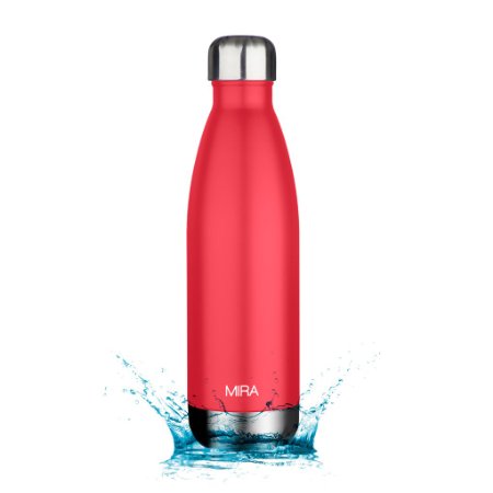 MIRA Insulated Double Wall Vacuum Stainless Steel Water Bottle 17 oz Cola Shaped Red