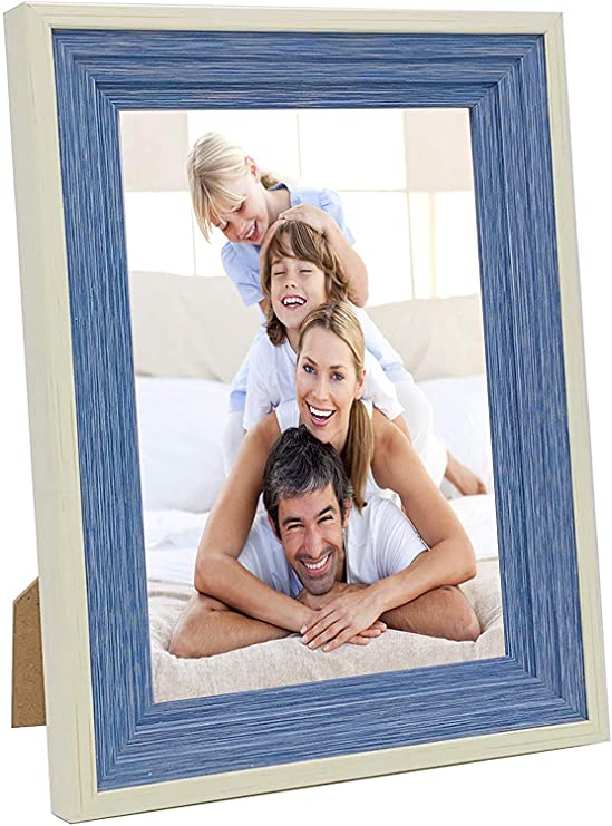 WXB 5x7 Picture Photo Frame for Table Top Display and Wall Mounting Photo Frame Make of Resin and High Definition Glass Display Blue