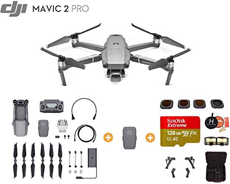 Title: DJI Mavic 2 Pro Drone Quadcopter with Extra Battery, Luxury Bundle, with 128GB SD Card, Filter Set (CPL ND8 ND16 ND32), Landing Gear, Landing Pad and Professional Case