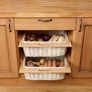 Wicker Basket for Modular Kitchen for Vegetables Wooden Fruit & Vegetable Basket (16.5W x 20L x 8H) (600 mm)