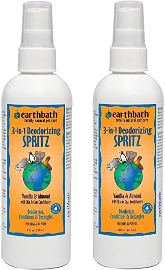 Earthbath 2 Pack of 3-in-1 Deodorizing Spritz, Vanilla and Almond for Dogs and Puppies, 8 Ounces Each