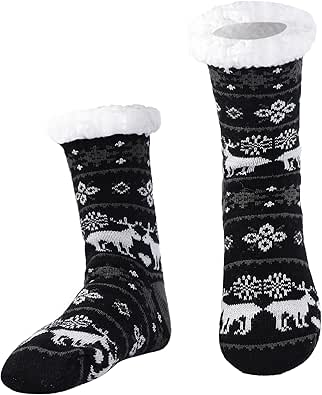 BSTcentelha Super Soft Warm Cozy Fuzzy Fleece-lined Winter With Grips Slipper Socks For Man