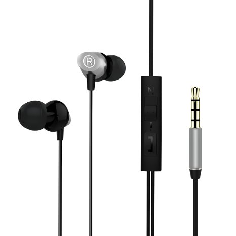 Vomercy Earphones Wired Earbuds with HIFI Stereo Bass Metal In-ear Headphones with Microphone Music Players for 3.5mm Interface Devices Black