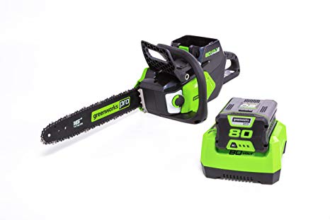 Greenworks PRO 16-Inch 80V Brushless Chainsaw with 2.0 AH Battery Included CS80L211