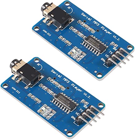 DORHEA 2Pcs YX5300 UART Control Serial MP3 Music Player Module Voice Serial Port UART Control Module with TF Card Slot for Ardu ino/AVR/ARM/PIC