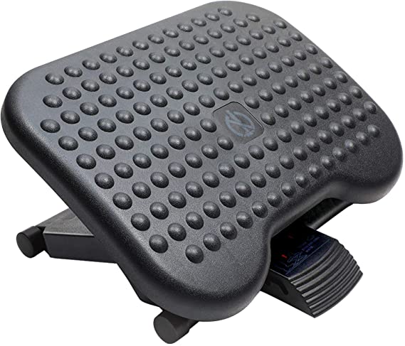 HUANUO Adjustable Under Desk Footrest - Ergonomic Foot Rest with 3 Height Position - 30 Degree Tilt Angle Adjustment for Home, Office, Non-Skid Massage Surface Texture Improves Posture and Circulation