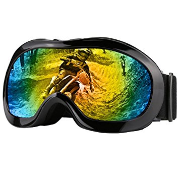 Zdatt Youth ATV Goggles Motorcycle Dirtbike Helmet Goggle Double Lens UV Protection Kids Ski Goggles - Outdoor Dustproof Scratch Resistance (Black)