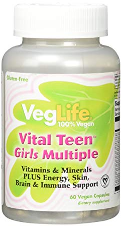 VegLife Vital Teen Girls Multiple Veg Cap, 60 Count