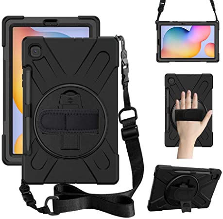 ZenRich Galaxy Tab S6 Lite Case 10.4", SM-P610/P615 Case with S Pen Holder zenrich Shockproof Rugged Case with Stand Hand Strap and Shoulder Belt for Galaxy Tab S6 Lite 10.4 inch 2020-Black