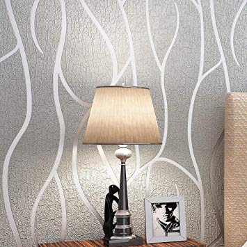 Blooming Wall Extra-Thick Modern Non-Woven Leaf Flows Pattern Wallpaper Wall Paper Roll for Livingroom Bedroom, (68203)