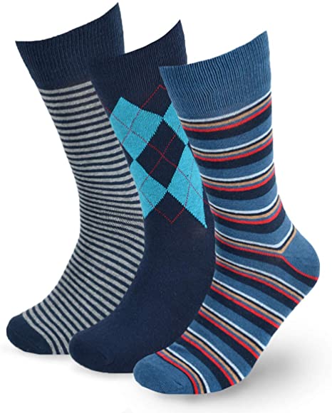 Men's Dress Socks - Patterned Socks with Gift Box - Fun Crew Socks   Argyle, Colorful, Funky Socks