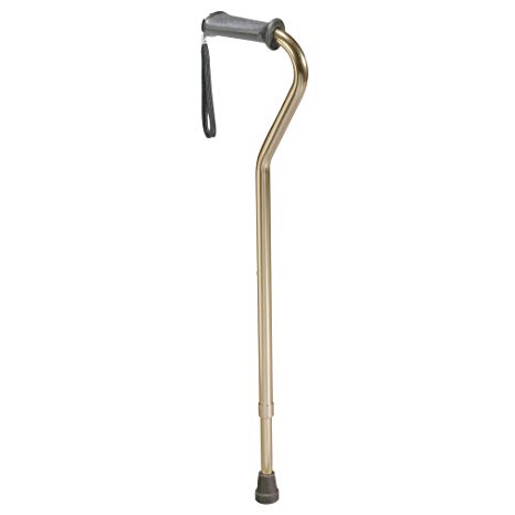 Drive Medical Aluminum Rehab Ortho K Grip Offset Handle Cane with Wrist Strap, Bronze