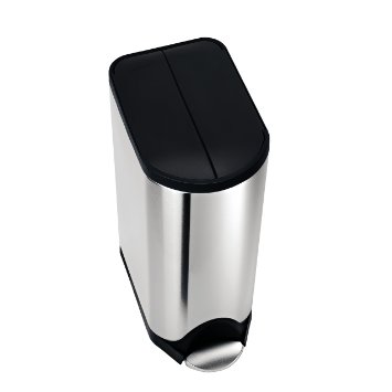 simplehuman Butterfly Step Trash Can, Stainless Steel, Plastic Lid, 30 L / 8 Gal