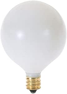 Satco 25G16 1/2/W Incandescent Globe Light, 25W E12 G16 1/2, Satin White Bulb [Pack of 6]