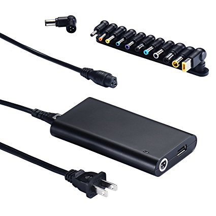 Universal Laptop Charger 90W Slim AC Adapter Multi Tips Power Cord Compatible with Dell HP Asus Lenovo IBM Samsung Acer Toshiba Sony 15-20V Notebook & 5V Devices (Automatic Voltage, 8.2ft Black)