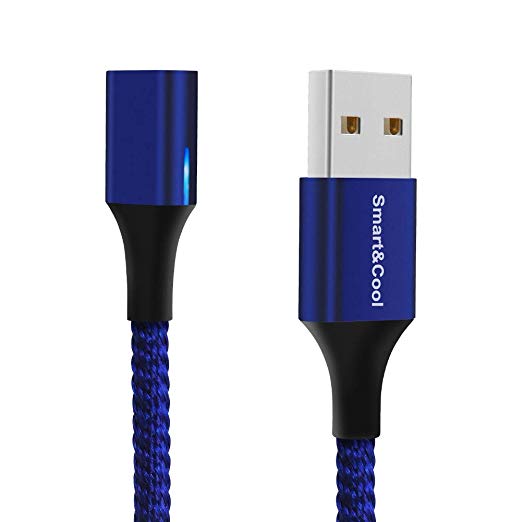 Smart&Cool GenX Nylon Braided Max 3.0A Fast Charging & Data Sync Magnetic Cable (Blue-1pack/No Tip, Cable Only)