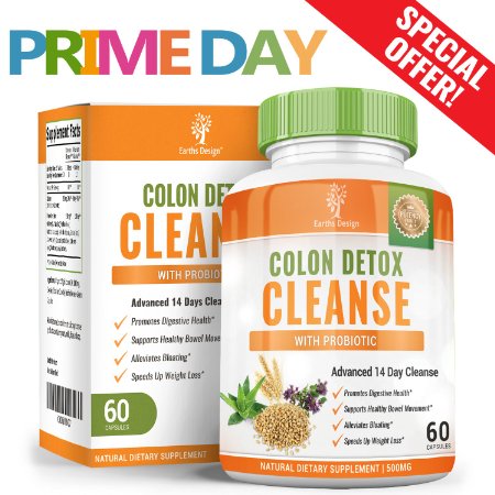 Colon Detox Cleanse, Super 14 Day Body Cleansing Pills for Weight Loss, Best Pure Natural Laxatives to Relieve Gas, Bloating & Constipation, Supports Digestion & Total Intestinal Health, 60 Capsules
