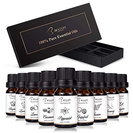 Essential Oils Set BESTOPE 9 x 10ml Aromatherapy Essential Oil 100% Pure Therapeutic Grade Essential Oils Kit