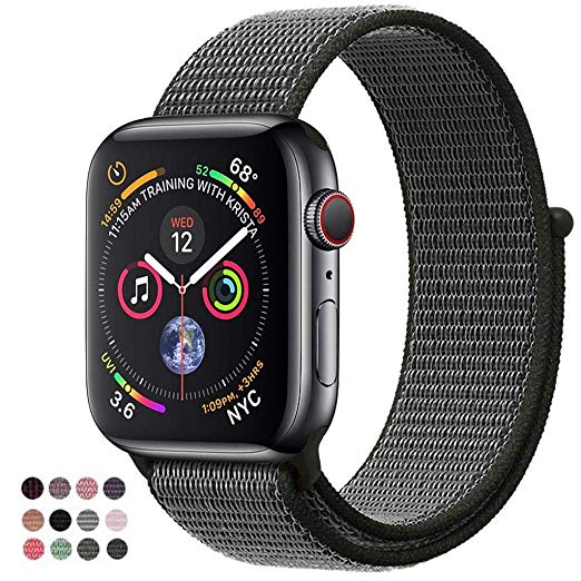 VATI Band Compatible with Apple Watch Band 38mm 42mm 40mm 44mm Soft Breathable Nylon Sport Loop Band Adjustable Wrist Strap Replacement Band Compatible with iWatch 2018 Apple Watch Series 4 3/2/1