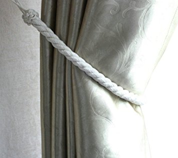 EleCharm Pair of Thick 0.6" Natural Linen Color Rope Curtain Tiebacks 24" Long