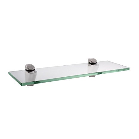 KES 14-Inch Bathroom Tempered Glass Shelf 8MM-Thick Wall Mount Rectangular, Brushed Nickel Bracket, BGS3202S35-2