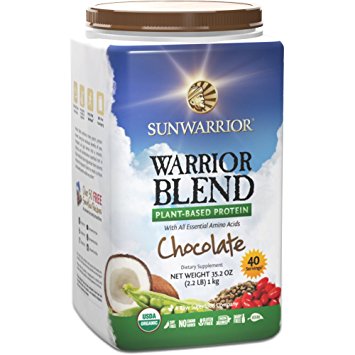 Sunwarrior - Warrior Blend, RAW Plant Based Protein, Chocolate, 40 Servings (2.2 lbs) (FFP)