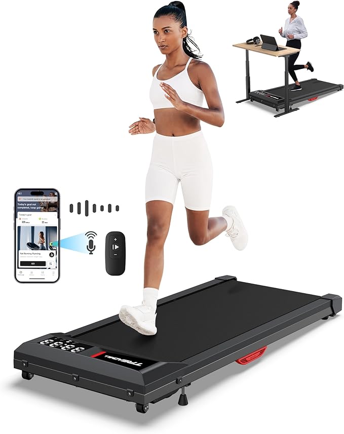 Walking Pad Treadmill with Incline, Standing Under Desk Treadmill 300lbs Capacity 2.5HP Cardio Training, Portable Easy to Use and Move, Works with ZWIFT KINOMAP WELLFIT Apps, No Subscription Fees