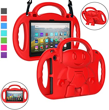 LTROP All-New Fire HD 8 2020 Case, Fire HD 8 Plus Case for Kids - Shock Proof Handle Stand Kids Friendly Child-Proof Cover Case for Fire 8" HD Display Tablet 2020 Release 10th Generation (Red)