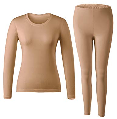 MOLLDAN Women’s Long Johns Baselayer Thermal Underwear Tops & Bottom Set with Fleece Lined