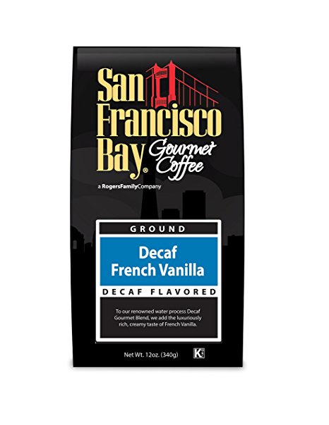 San Francisco Bay Coffee, Decaf French Vanilla- Ground, 12 Ounce, Swiss Water Process- Decaffeinated, Flavored (Packaging may vary)