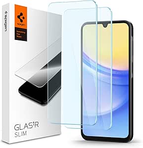 Spigen Glas.TR Slim Verre Trempé Compatible avec Samsung Galaxy A25 5G, Galaxy A15 5G, Galaxy A15, 2 Pièces, Résistant aux Rayures, 9H Protection écran