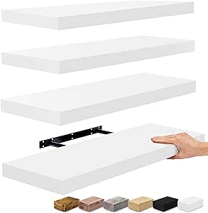 Sorbus Floating Shelves, Wall Shelves for Bedroom, Kitchen, Living Room, Bathroom Shelves Over The Toilet, Home Decor, Farmhouse Style, 24 x 9 Inch Wall Mounted Floating Shelves for Wall (4 Pack)