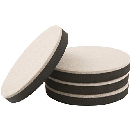 SuperSliders Felt Heavy Furniture Reusable Movers for Hard Surfaces (4 pieces) - 5" Round